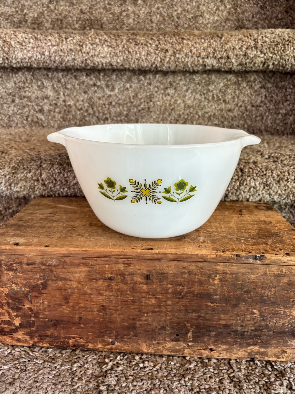 Anchor Hocking White Milk Glass Bowl with Anchor Mark